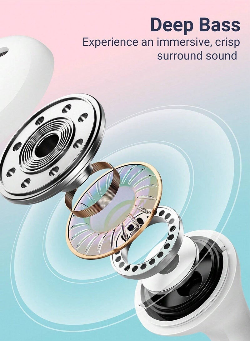 سماعات أذن لاسلكية بتقنية بلوتوث 5.3 مع شحن سريع عبر منفذ Type-C، وسماعات رأس TWS بصوت جهير عميق وتقنية إلغاء الضوضاء، وتحكم ذكي باللمس للموسيقى والمكالمات. - Image 3