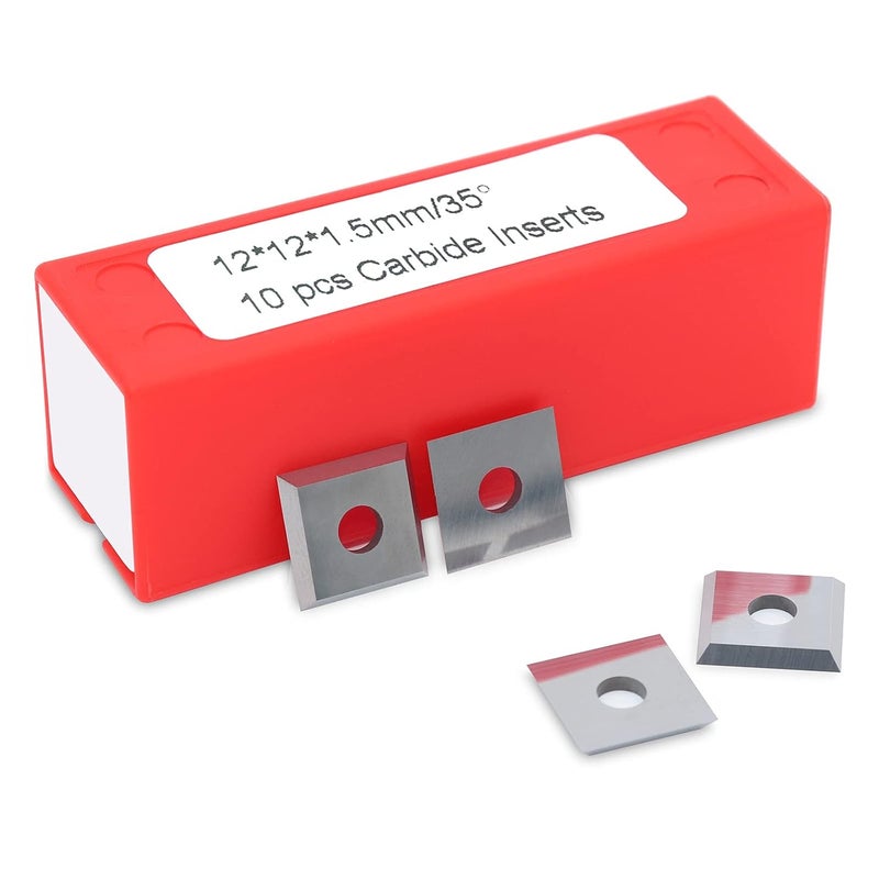 BINSTAK K1215-12mm Square Corners Carbide Inserts 4 Edges (12mm lengthX12mm widthX1.5mm thick-35 Degree Cutting Angle), Pack of 10, Straight-Hole - Image 4