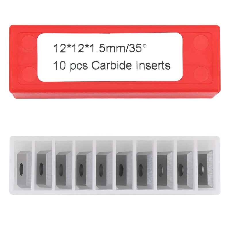 BINSTAK K1215-12mm Square Corners Carbide Inserts 4 Edges (12mm lengthX12mm widthX1.5mm thick-35 Degree Cutting Angle), Pack of 10, Straight-Hole - Image 5