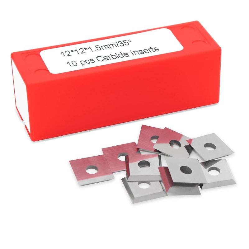 BINSTAK K1215-12mm Square Corners Carbide Inserts 4 Edges (12mm lengthX12mm widthX1.5mm thick-35 Degree Cutting Angle), Pack of 10, Straight-Hole - Image 3