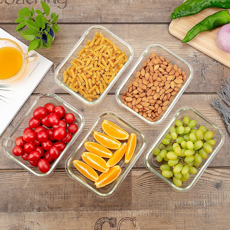 UMEIED 10 Pack Glass Food Storage Containers with Lids Leakproof  Airtight Glass Meal Prep Containers For Lunch  On The Go  Leftover  Dishwasher Safe - Image 5