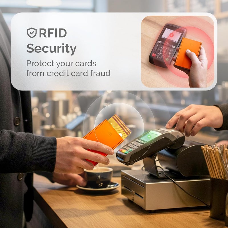 حامل بطاقات ألومنيوم تلقائي، حماية من الاحتيال وإزالة المغناطيسية بتقنية RFID، محفظة نحيفة وبسيطة للرجال والنساء، طراز Slider - Image 2