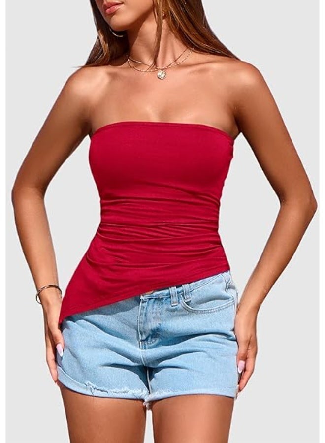 السيدات بلوزة حمالة ، حمالة غير المتماثلة قميص الصيف ، تناسب الخروج S - Image 5