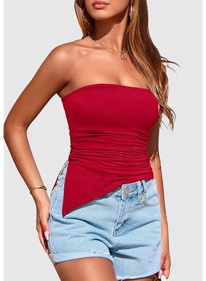 السيدات بلوزة حمالة ، حمالة غير المتماثلة قميص الصيف ، تناسب الخروج S - Image 4