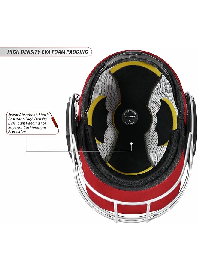 DSC Defender Cricket Helmet Red Size: Large For Men & Boys Adjustable Steel Grill Back Support Strap Lightweight - Image 4