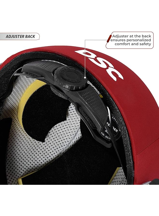 DSC Defender Cricket Helmet Red Size: Large For Men & Boys Adjustable Steel Grill Back Support Strap Lightweight - Image 2