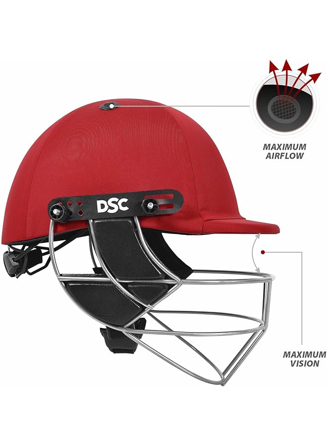 DSC Defender Cricket Helmet Red Size: Large For Men & Boys Adjustable Steel Grill Back Support Strap Lightweight - Image 3