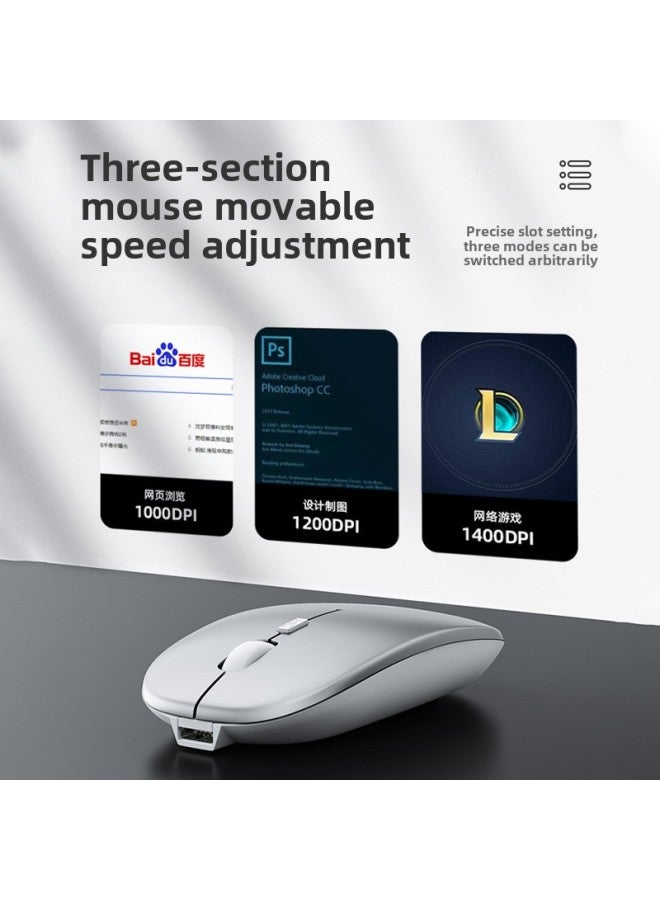 Wireless Mouse Bluetooth Dual-Mode Rechargeable Silent Silent Game Business Office Tablet Laptop Desktop Computer-Specification:Technology Gray/bluetooth Dual Template 【silent + Rechargeable + Intelligent Power Saving】 Wireless + Bluetooth 5.0 + Free Aluminum Alloy Mouse Pad - Official Standard - Image 4