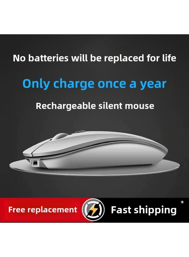 Wireless Mouse Bluetooth Dual-Mode Rechargeable Silent Silent Game Business Office Tablet Laptop Desktop Computer-Specification:Technology Gray/bluetooth Dual Template 【silent + Rechargeable + Intelligent Power Saving】 Wireless + Bluetooth 5.0 + Free Aluminum Alloy Mouse Pad - Official Standard - Image 2