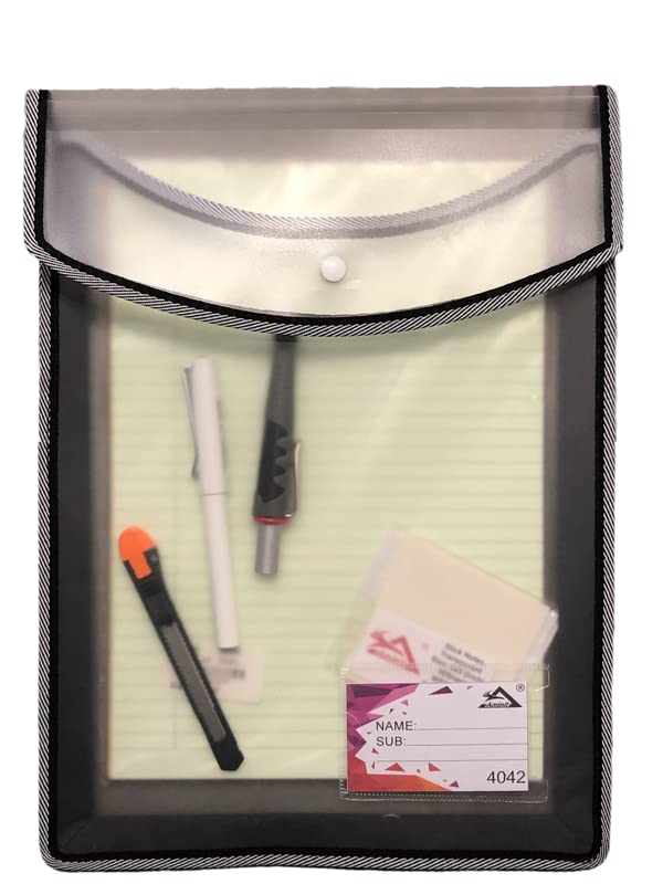 AMINIT Plastic File Folder Poly Envelope Expanding File Wallet Document Folder with Snap Button Closure Legal Size Waterproof Large File Pouch(Multicolor,Pack of 5) - Image 4