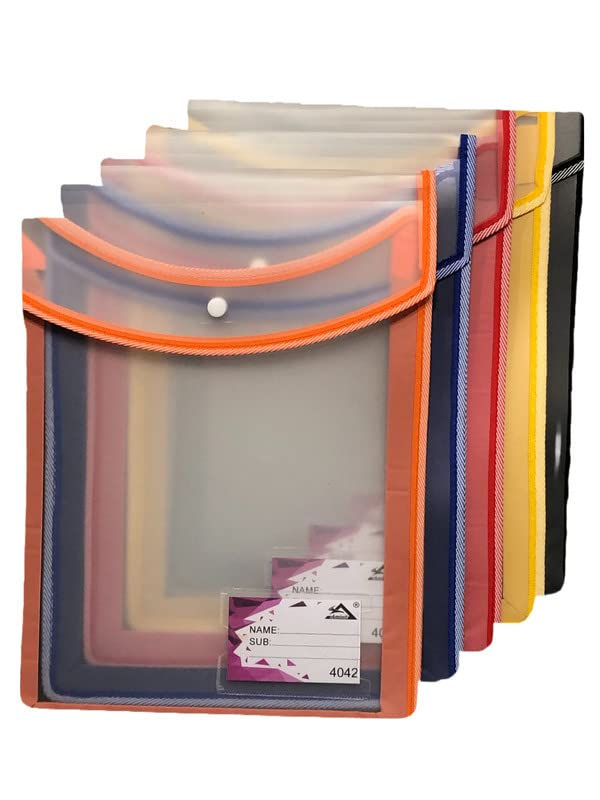 AMINIT Plastic File Folder Poly Envelope Expanding File Wallet Document Folder with Snap Button Closure Legal Size Waterproof Large File Pouch(Multicolor,Pack of 5) - Image 5