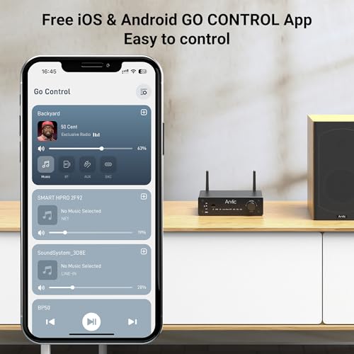 Arylic B50 2 Channel Bluetooth Amplifier with Audio Transmitter, 50W*2 Home Stereo Amplifiers with HDMI ARC,DAC,Phono in and Free APP. Support aptX HD Music Transmission & Reception. - Image 4