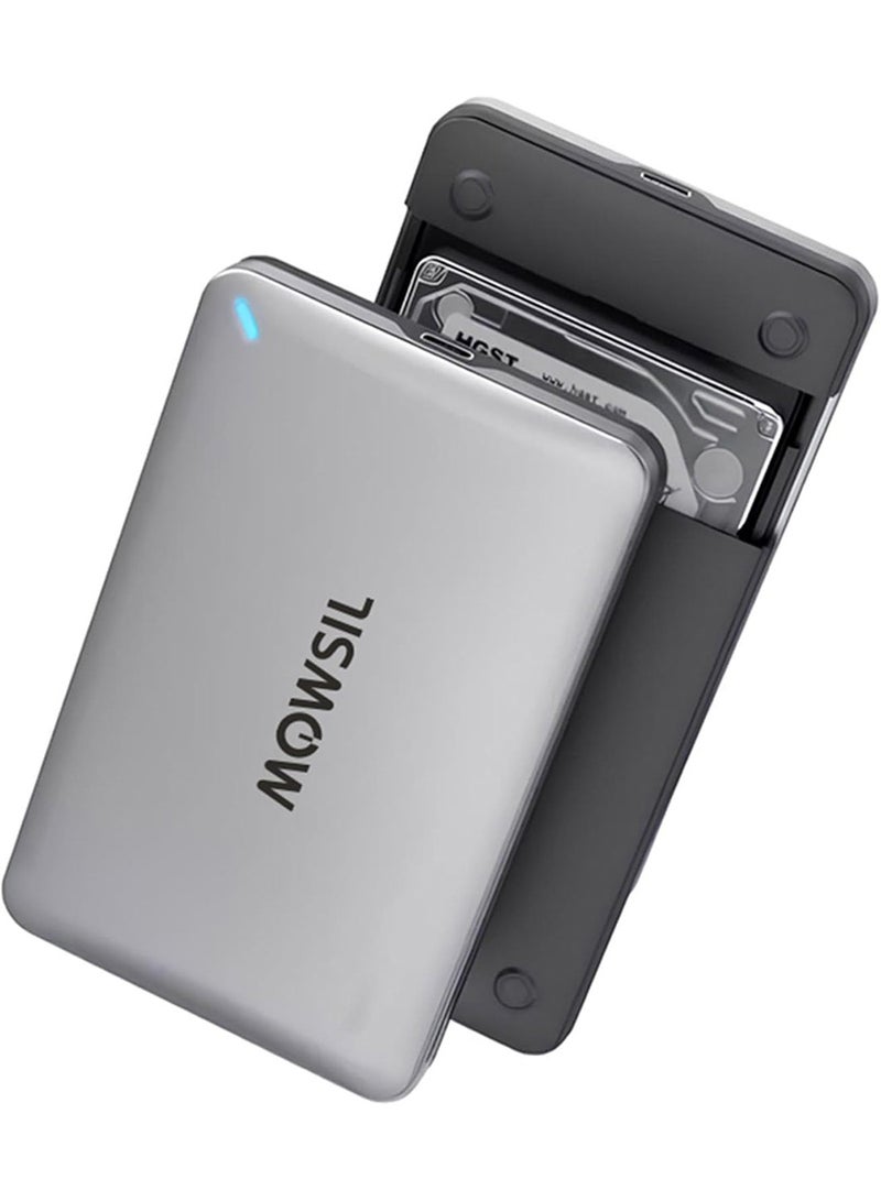 MOWSIL Mowsil 2.5" SATA/SSD Enclosure, USB-C+USB 3.0, 6Gbps, 4TB Max, Tool-Free, Portable HDD/SSD Case for Windows/Mac/Linux - Image 1