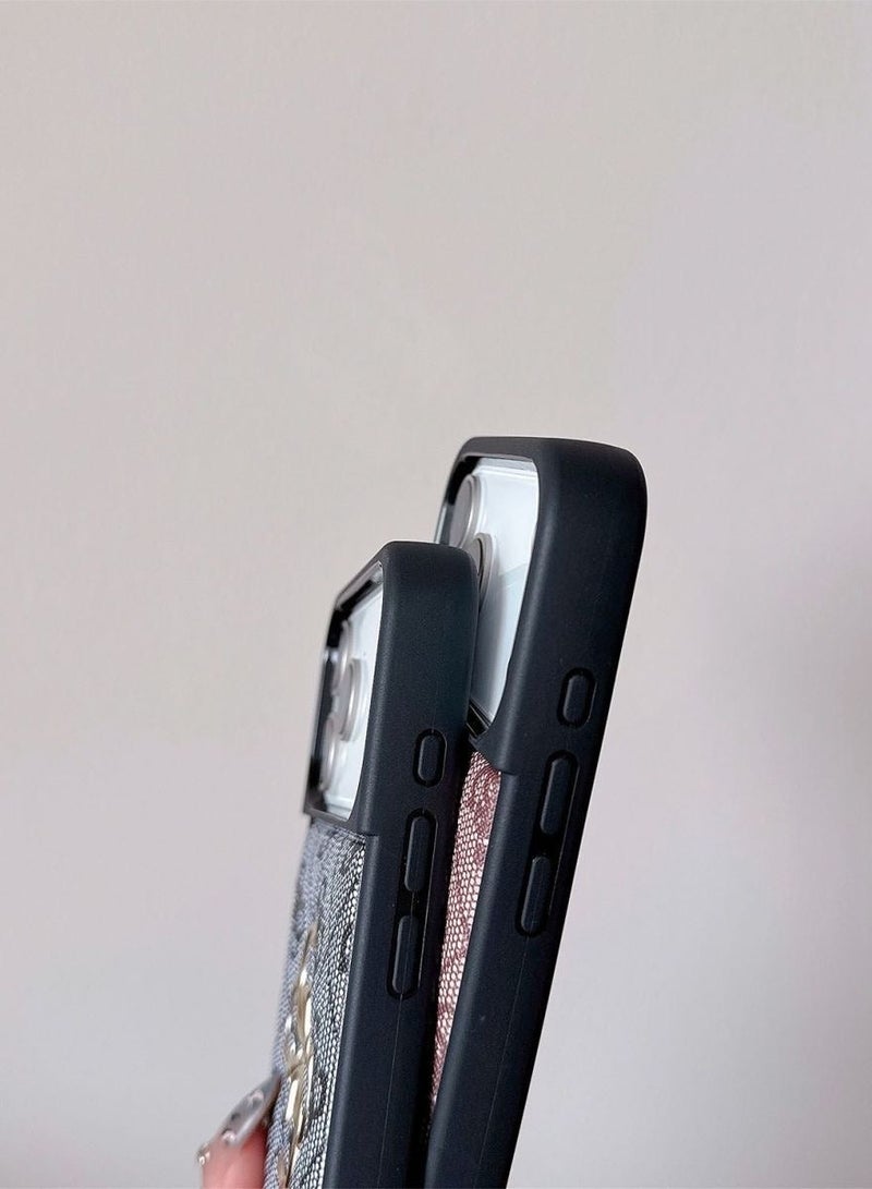جس iPhone 17 Pro cover, with a logo and a leather design approved by the global brand Guess. - Dark gray - Image 3
