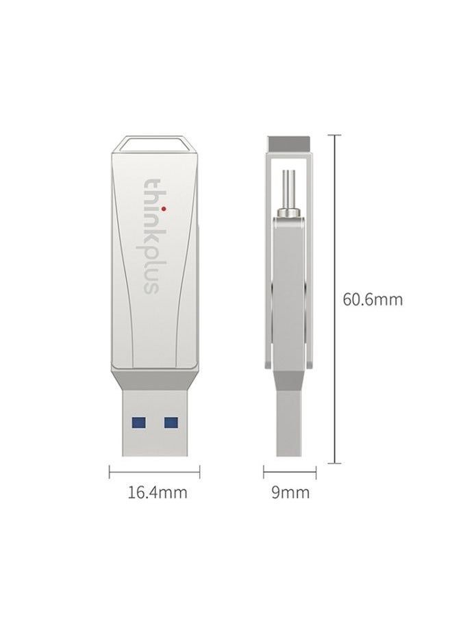 BURAQ Lenovo Thinkplus MU252 USB 3.1 + USB-C / Type-C Flash Drive, Memory:32GB (Silver)  - Image 3