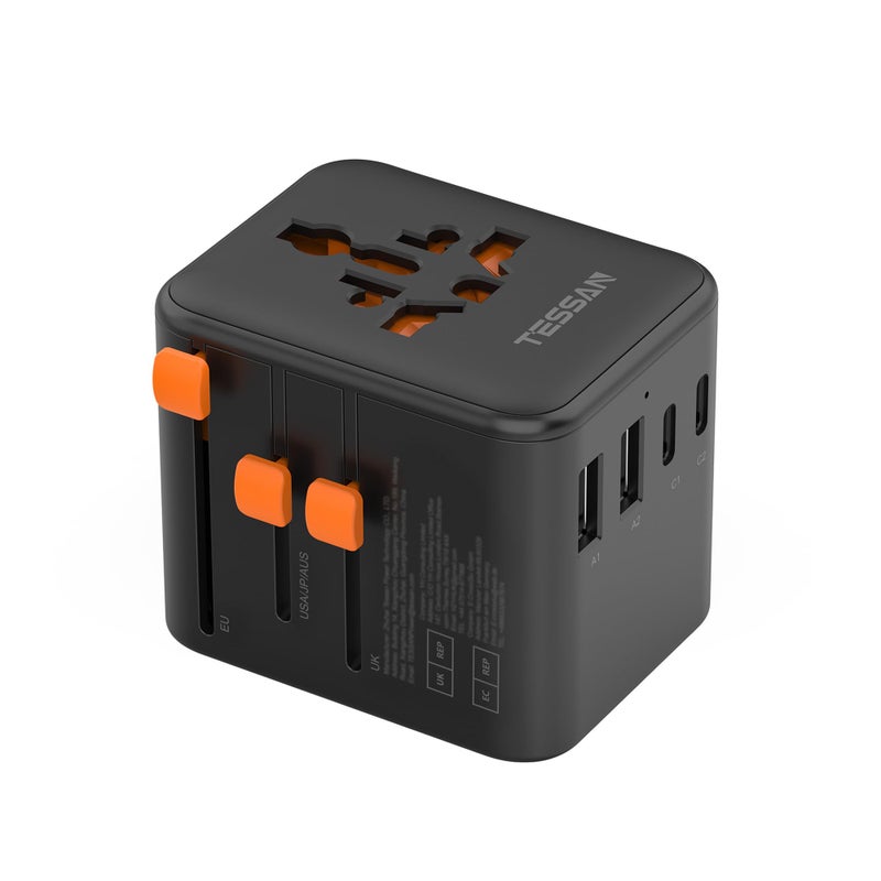 تيسان TESSAN Universal Travel Adapter Worldwide with 2 USB C for EU USA AU - Image 1