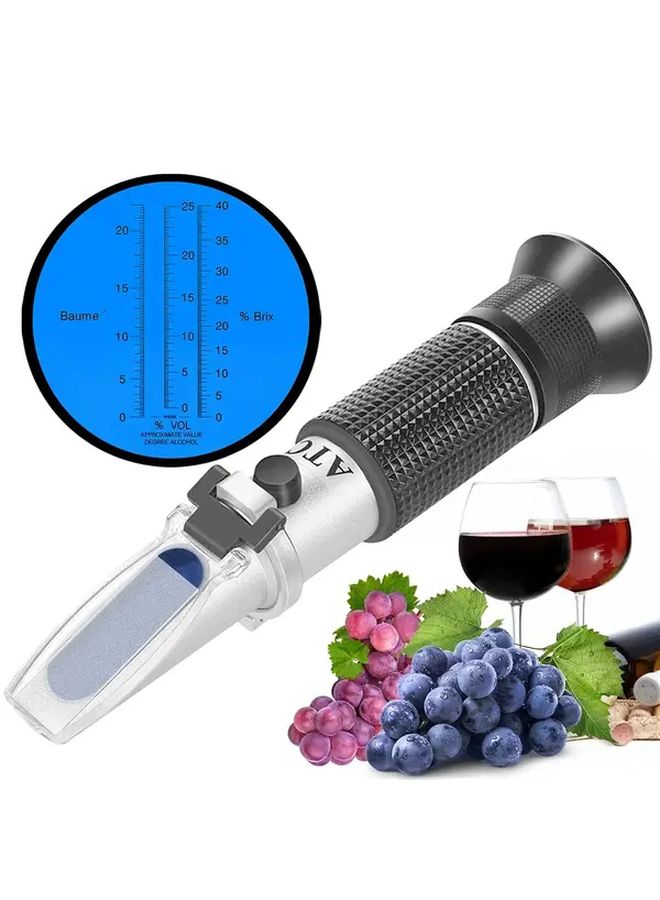 Wine Brewing Refractometer 3 In 1 Sugar Content 0 40 Alcohol 0 25 Baume Scale ATC - Image 2