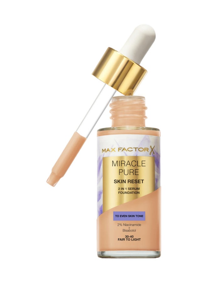 Max Factor Miracle Pure 2In1 Skin Reset Serum Foundation - 30-40 - Fair To Light, 30Ml  - Image 1