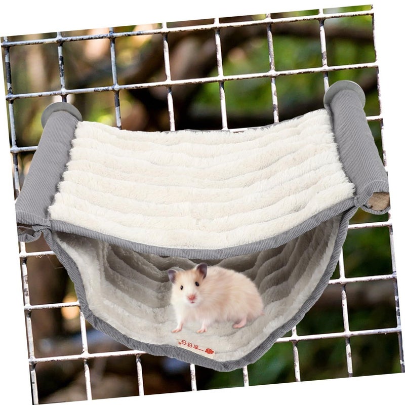 Warm Plush Removable Hamster Hanging Hammock Bed Swing Nest Cage Habitat Supplies Gray Large Size - Image 5