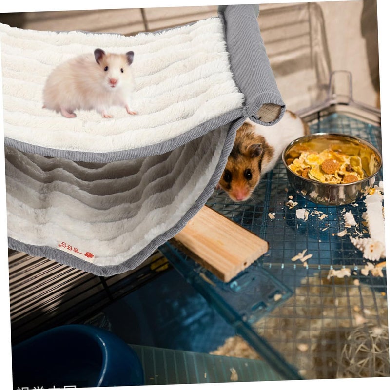 Warm Plush Removable Hamster Hanging Hammock Bed Swing Nest Cage Habitat Supplies Gray Large Size - Image 4