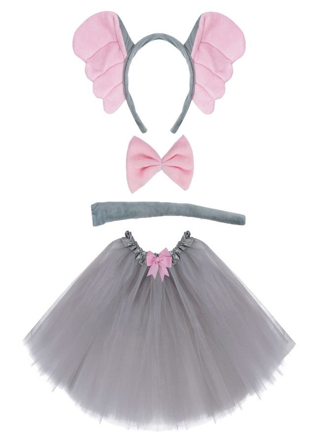 Dxhycc Grey Elephant Costume Set Elephant Ears Headband Bow Tie Tail Tutu for Animal Fancy Costume Kit Halloween Cosplay Party - Image 1