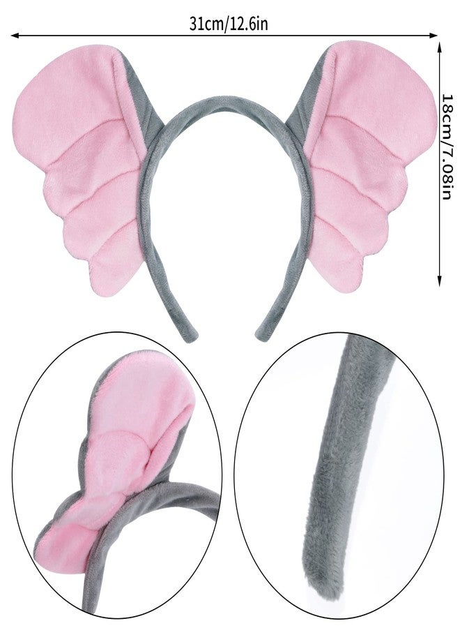 Dxhycc Grey Elephant Costume Set Elephant Ears Headband Bow Tie Tail Tutu for Animal Fancy Costume Kit Halloween Cosplay Party - Image 2