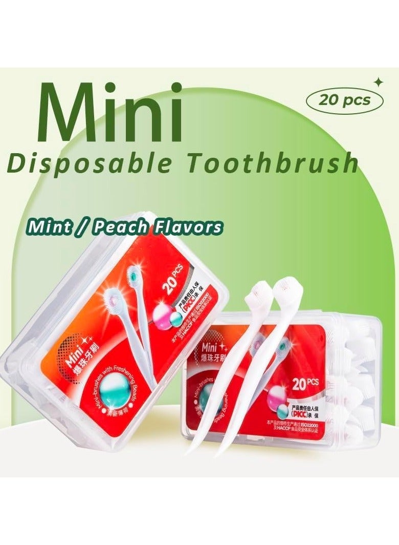 Mini Brushes - Disposable Mini Toothbrushes with Toothpaste and Sticks for Work or Travel - 20 (Peach Mint Blend) - Image 5