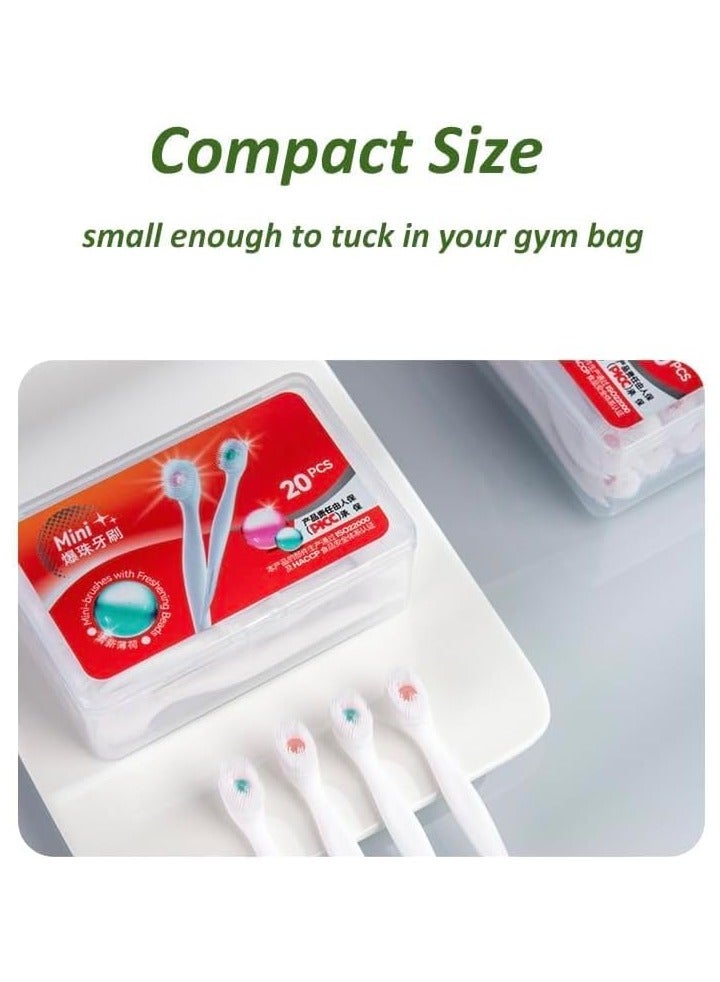 Mini Brushes - Disposable Mini Toothbrushes with Toothpaste and Sticks for Work or Travel - 20 (Peach Mint Blend) - Image 4