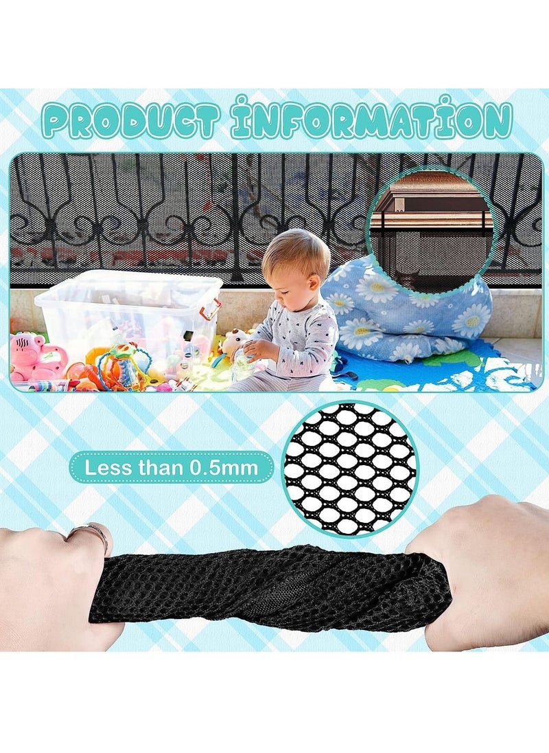 Excefore Child Safety Net 2 Sets, Durable Banister Guard for Baby Safety Stairs Railing Balcony Cribs, Banister Stair Mesh Baby Proofing, Easy to Install Stair Netting for Kids, Pets, Toys (Black, 3 x 0.79 M))  - Image 3