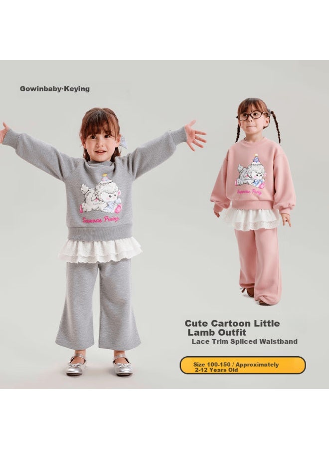 Gowinbaby Girls' Sports Set Lace  Autumn New Baby Girl Autumn Clothes Cute Ruffled Sweatshirt Two-piece Set - Image 3