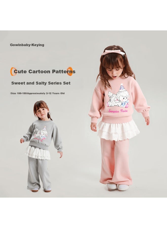 Gowinbaby Girls' Sports Set Lace  Autumn New Baby Girl Autumn Clothes Cute Ruffled Sweatshirt Two-piece Set - Image 2