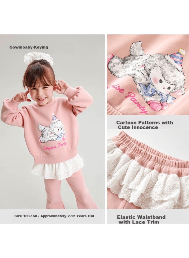 Gowinbaby Girls' Sports Set Lace  Autumn New Baby Girl Autumn Clothes Cute Ruffled Sweatshirt Two-piece Set - Image 4