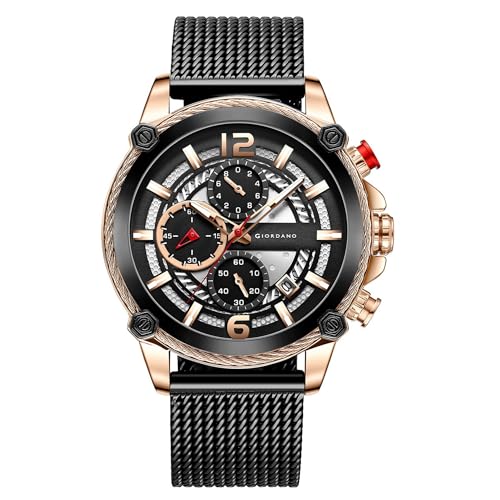 Giordano AW22 Collection Analog Watch for Men with Color Variant and Stylish Mesh Strap| Chronograph Multifuntional Mechanism -GZ-50039-22 - Image 2