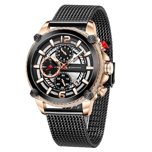 Giordano AW22 Collection Analog Watch for Men with Color Variant and Stylish Mesh Strap| Chronograph Multifuntional Mechanism -GZ-50039-22 - Image 1