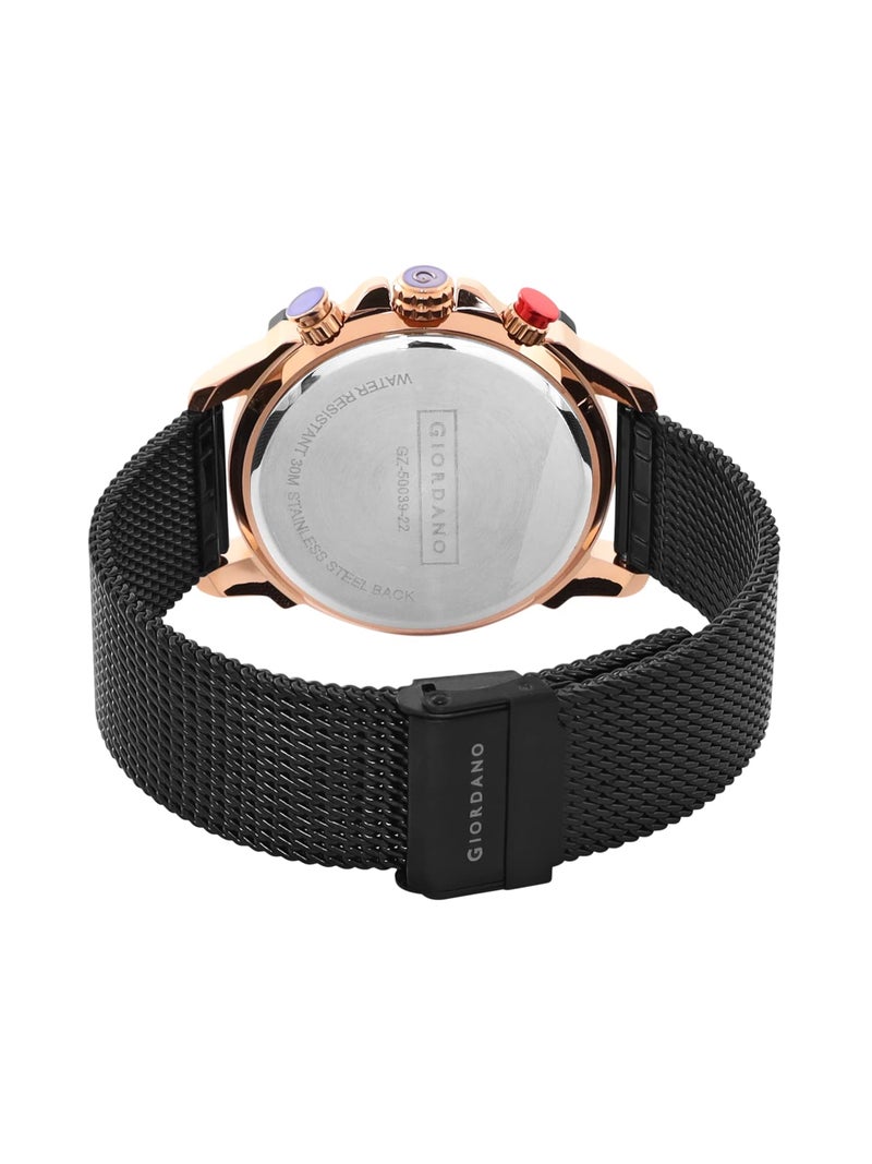 Giordano AW22 Collection Analog Watch for Men with Color Variant and Stylish Mesh Strap| Chronograph Multifuntional Mechanism -GZ-50039-22 - Image 4