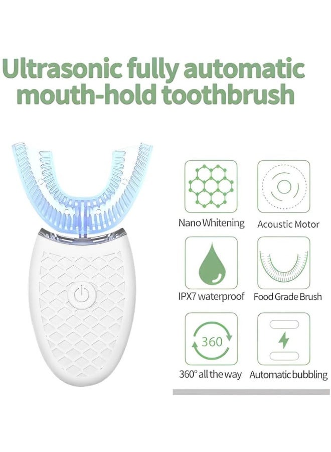 SPECTON Ultrasonic Electric Toothbrush Adults, Automatic Toothbrush U Shaped Whole Mouth 360° Cleaning Teeth Whitening Hands Free Rechargeable IPX7 Waterproof (White) - Image 3