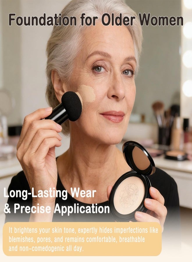 Loobexery Hush Mekeup Foundation for Older Women, Warm Tone Mushroom Head Air Cushion CC Cream BB Foundation Makeup Moisturizing & Long-Lasting Full Coverage Makeup Concealer for Light to Medium Complexions - Image 5