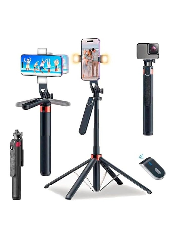 ECASA™180cm Selfie Stick Tripod, All in One Extendable Phone Tripod Stand with Bluetooth Remote 360° Rotation for iPhone and Android Phone.