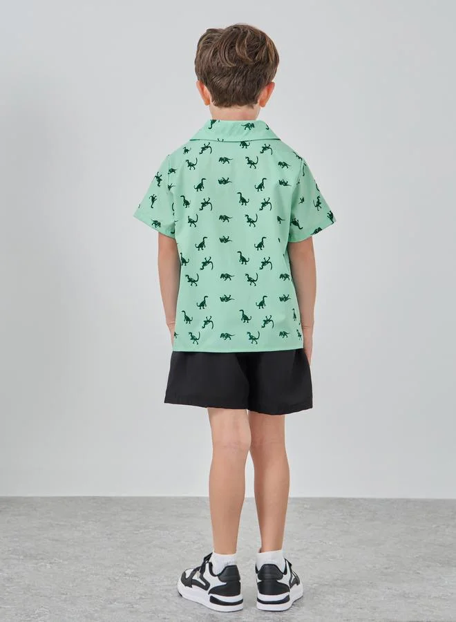 Take Two Take Two Dinosaur Print Shirt and Shorts Set