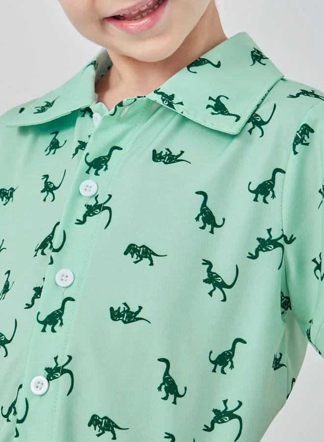 Take Two Take Two Dinosaur Print Shirt and Shorts Set