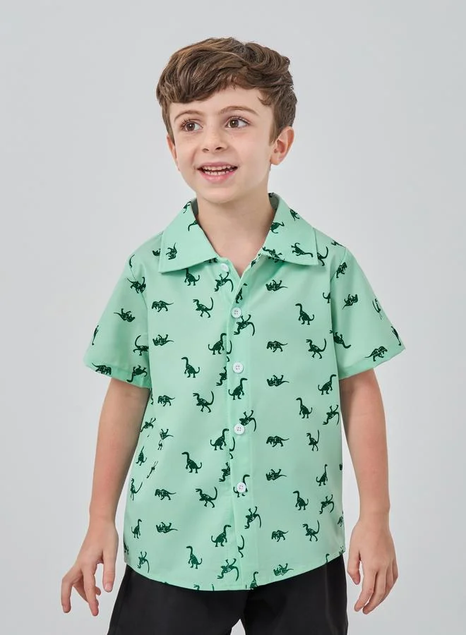 Take Two Take Two Dinosaur Print Shirt and Shorts Set