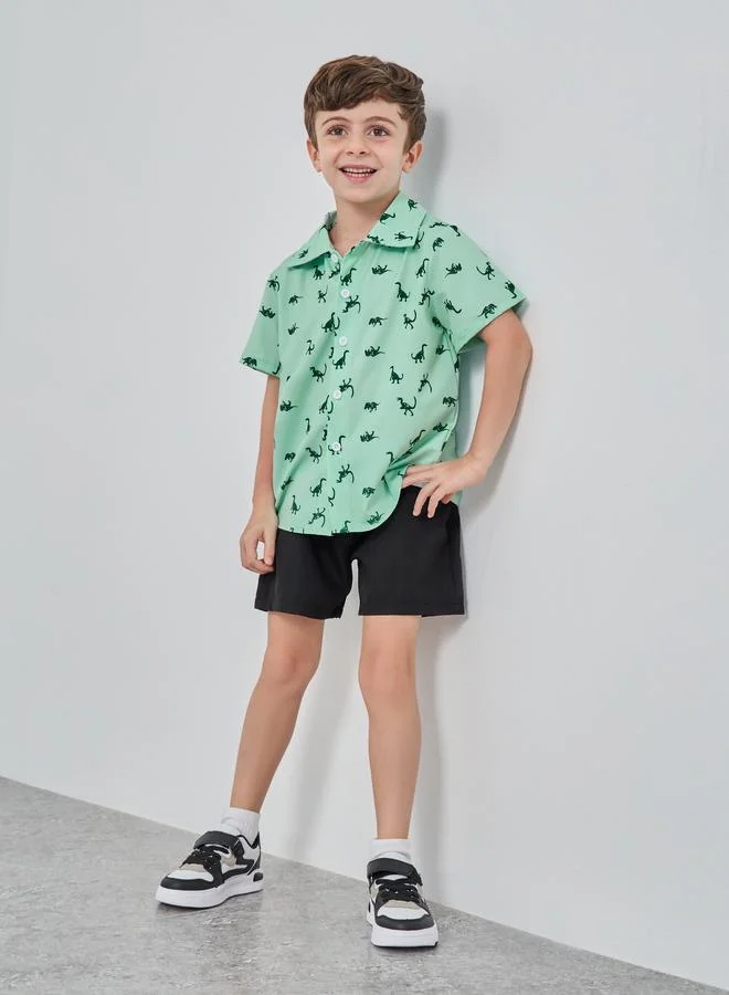 Take Two Take Two Dinosaur Print Shirt and Shorts Set