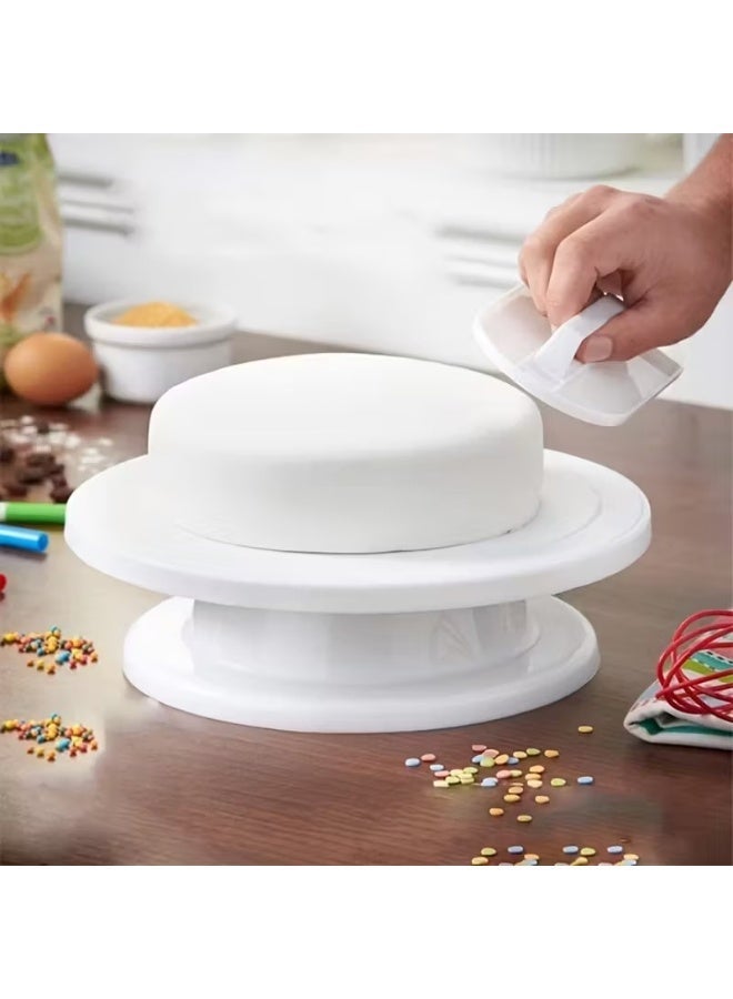 Goolsky حامل كعكة دوار يدوي - قاعدة عرض بلاستيكية متينة مناسبة للكعك، البسكويت، المعجنات - لا يتطلب كهرباء، أداة تزيين كعك آمنة للطعام ومناسبة للمطابخ والمطاعم، مستلزمات تزيين الكعك، رف عرض البسكويت - Image 5