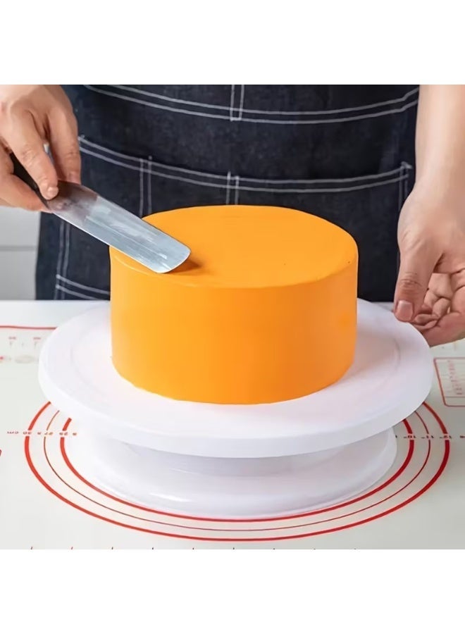 Goolsky حامل كعكة دوار يدوي - قاعدة عرض بلاستيكية متينة مناسبة للكعك، البسكويت، المعجنات - لا يتطلب كهرباء، أداة تزيين كعك آمنة للطعام ومناسبة للمطابخ والمطاعم، مستلزمات تزيين الكعك، رف عرض البسكويت - Image 4