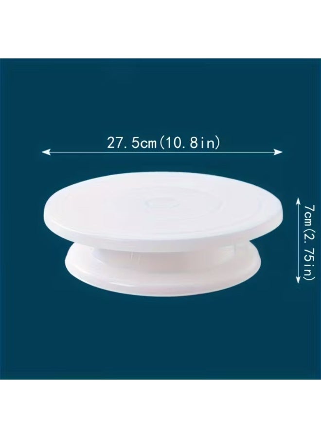 Goolsky حامل كعكة دوار يدوي - قاعدة عرض بلاستيكية متينة مناسبة للكعك، البسكويت، المعجنات - لا يتطلب كهرباء، أداة تزيين كعك آمنة للطعام ومناسبة للمطابخ والمطاعم، مستلزمات تزيين الكعك، رف عرض البسكويت - Image 2