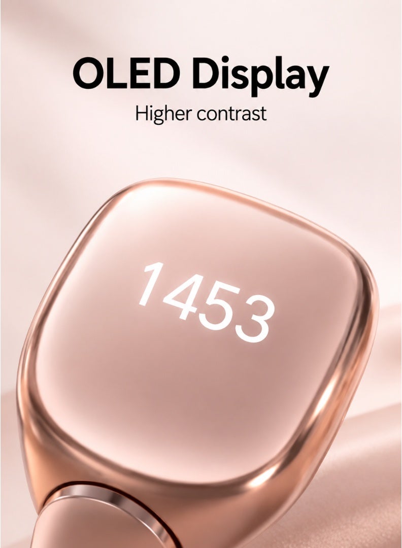 ويسلاميك خاتم إيماني ذكي بشاشة OLED وشحن لاسلكي مغناطيسي وتحكم باللمس الهادئ مع 5 مقاسات قابلة للاستبدال | ذهبي وردي - Image 3