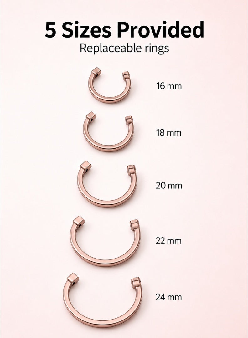 ويسلاميك خاتم إيماني ذكي بشاشة OLED وشحن لاسلكي مغناطيسي وتحكم باللمس الهادئ مع 5 مقاسات قابلة للاستبدال | ذهبي وردي - Image 4