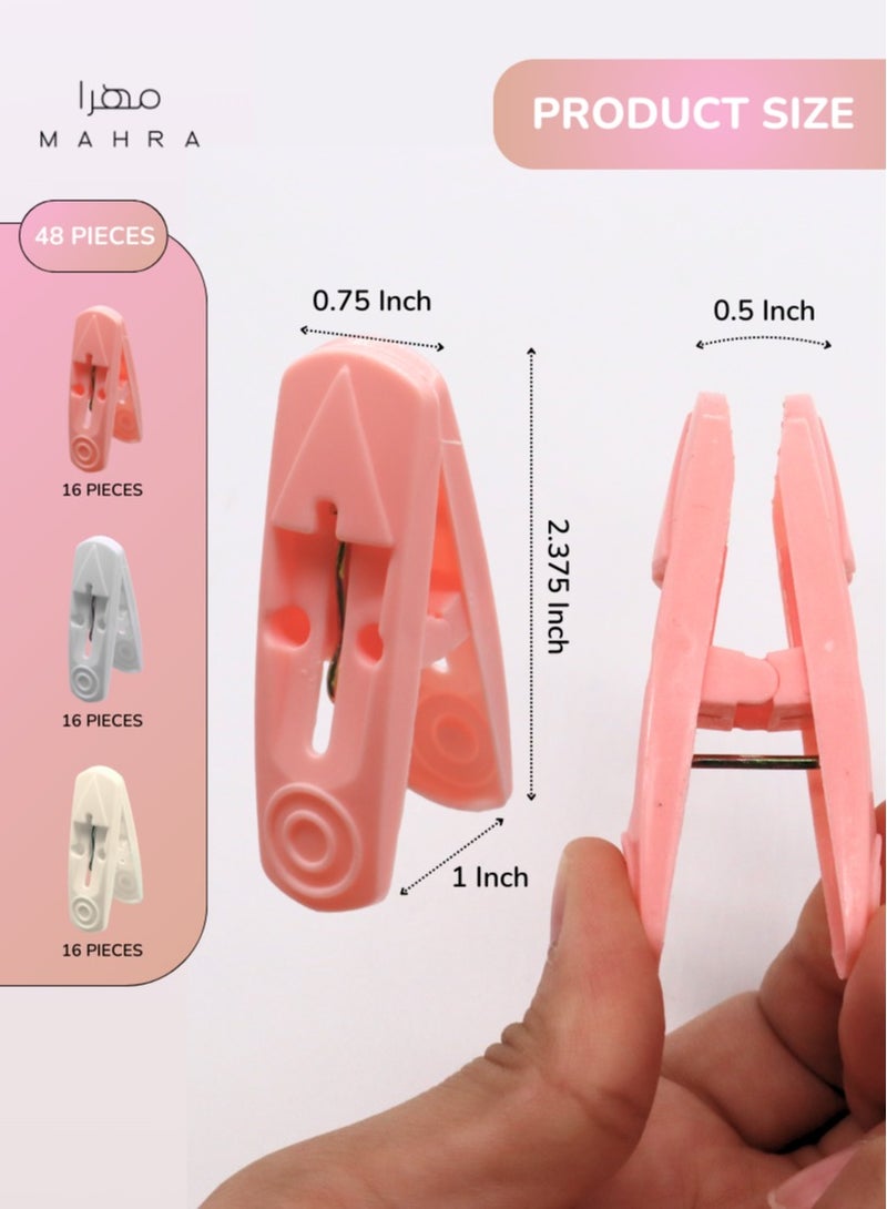 48 Plastic Laundry Clips | Durable, All-Weather Clothespins in Gentle Pink, Off White, and Light Gray | Rust-Free, UV-Protected for Versatile Indoor and Outdoor Use – Secure Hold for Garments, Towels, and More  - Image 4
