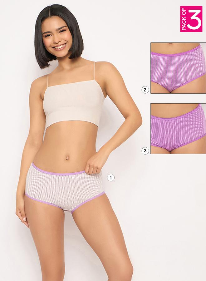 Clovia Pack of 3 - Printed High Rise Hipster Briefs - Image 1