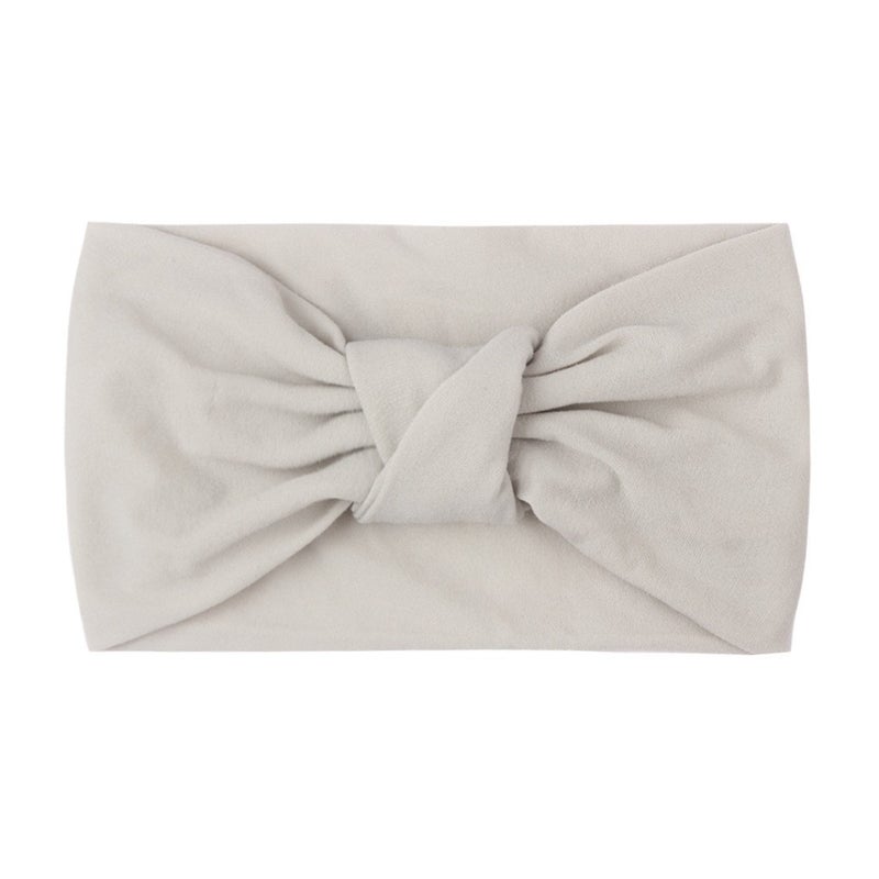 Generic European and American Spring New Childrens Headwear Baby Solid Color Nylon Knot Wide Side Headscarf Baby Hair Belt Grey